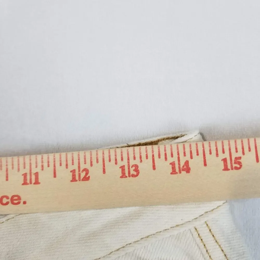 Wrap London Jeans Womens US 8 Cream Carpenter Utility Button Fly Cinch Back ZA76